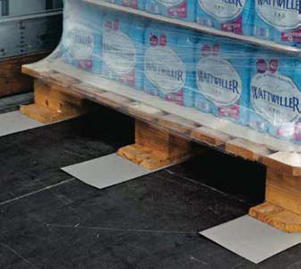 Three Anti Slip Load Mats Stowing a wooden pallet stacked with boxes