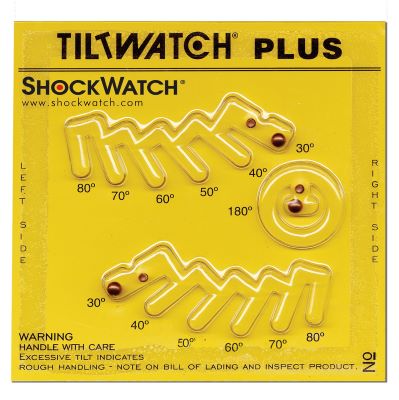 Upright TiltWatch Plus With Three Separate Indicators To Indicate Degree Of Tilt To Right, Left Or Overturned