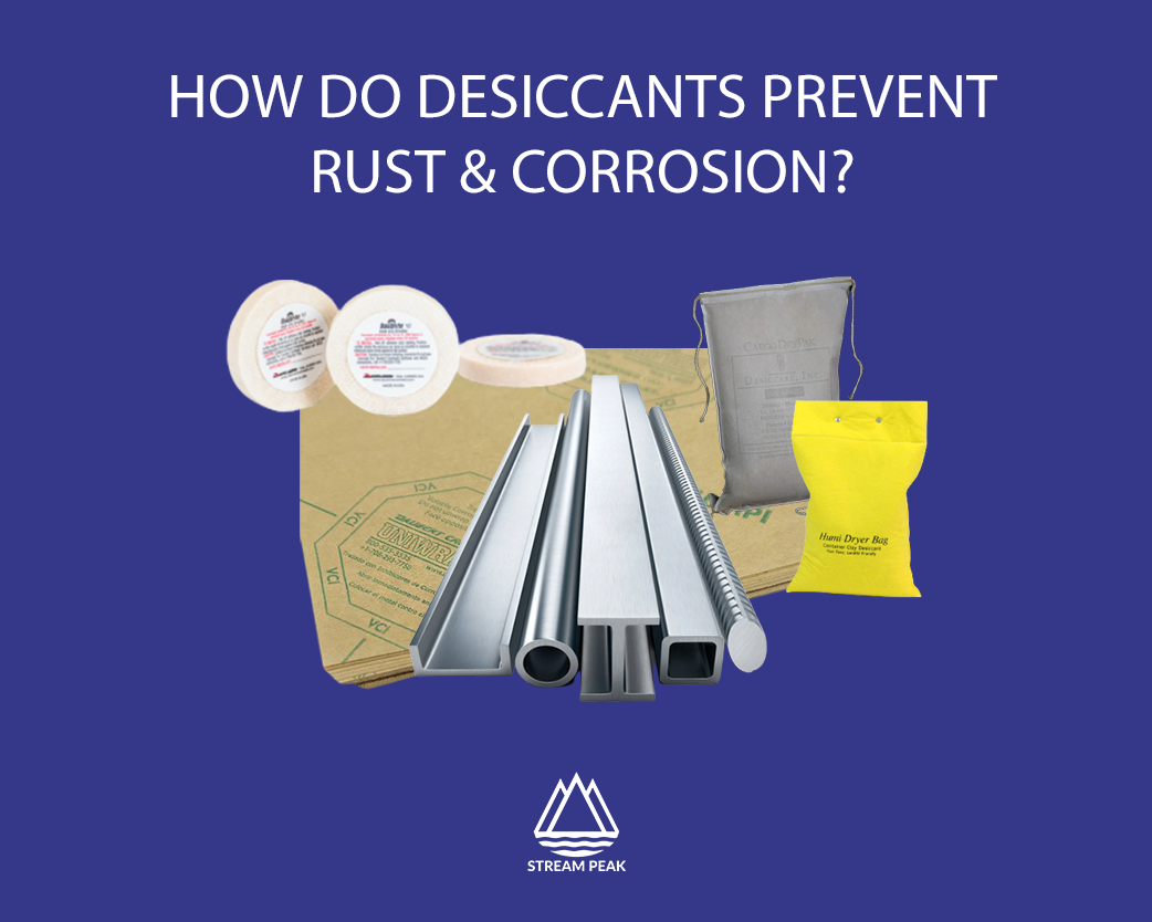 How do desiccants prevent rust and corrosion?